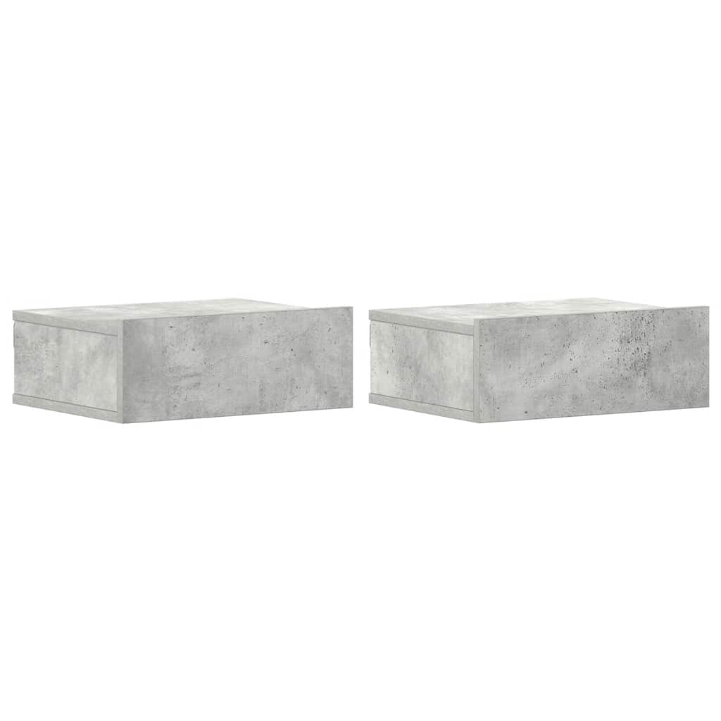 vidaXL Hängende Nachttische 2 Stk. Betongrau 40x30x15 cm Holzwerkstoff