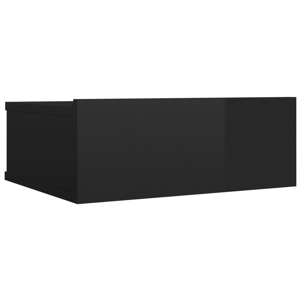 vidaXL Hängender Nachttisch Hochglanz-Schwarz 40x30x15cm Holzwerkstoff