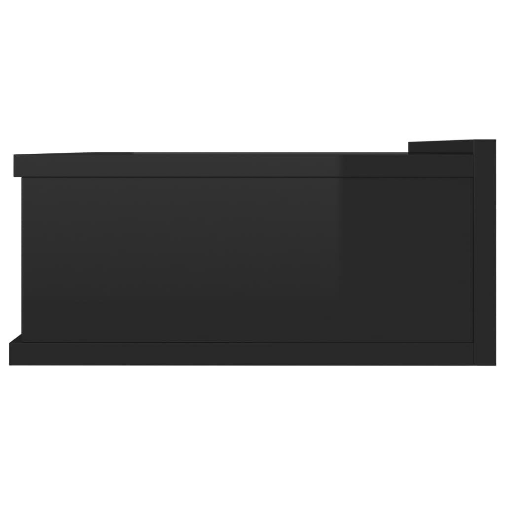 vidaXL Hängender Nachttisch Hochglanz-Schwarz 40x30x15cm Holzwerkstoff