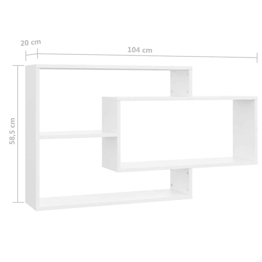 vidaXL Wandregale Weiß 104x20x58,5 cm Holzwerkstoff