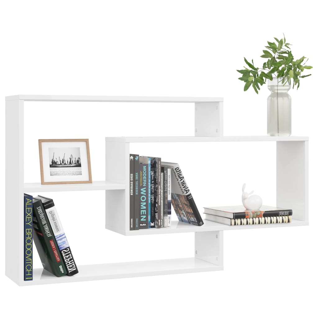 vidaXL Wandregale Hochglanz-Weiß 104x20x58,5 cm Holzwerkstoff