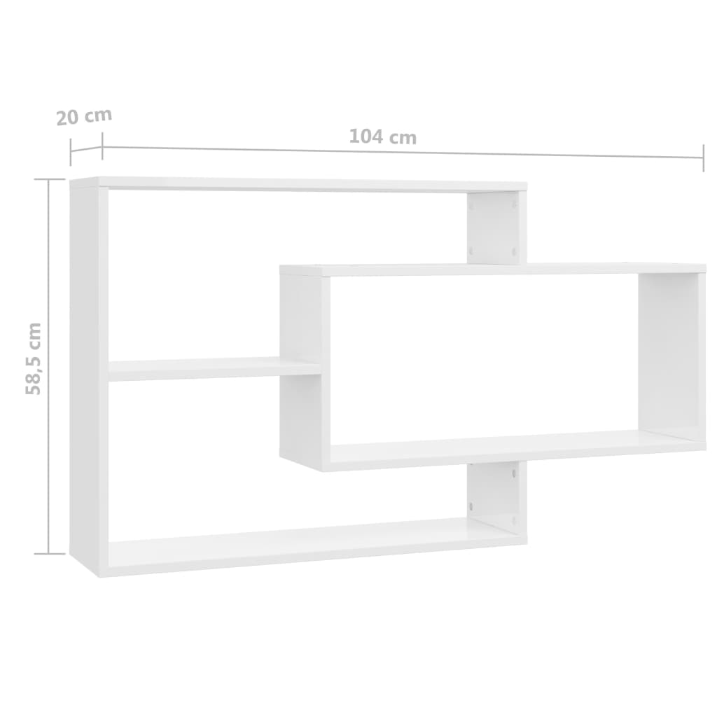 vidaXL Wandregale Hochglanz-Weiß 104x20x58,5 cm Holzwerkstoff