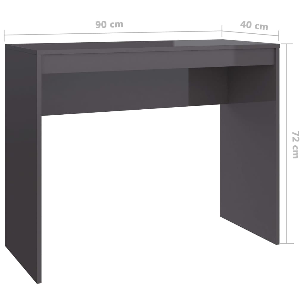 vidaXL Schreibtisch Hochglanz-Grau 90x40x72 cm Holzwerkstoff