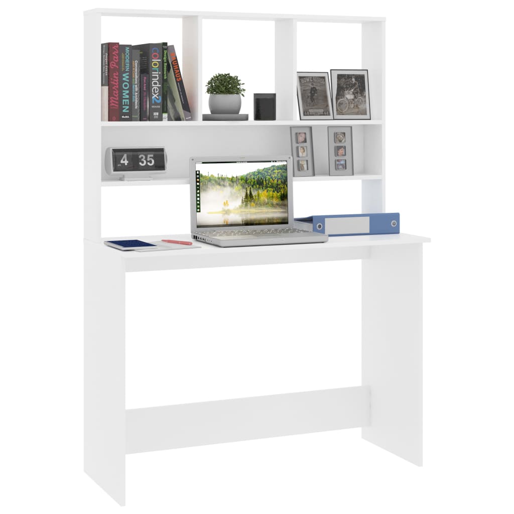 vidaXL Schreibtisch mit Regalen Weiß 110x45x157 cm Holzwerkstoff