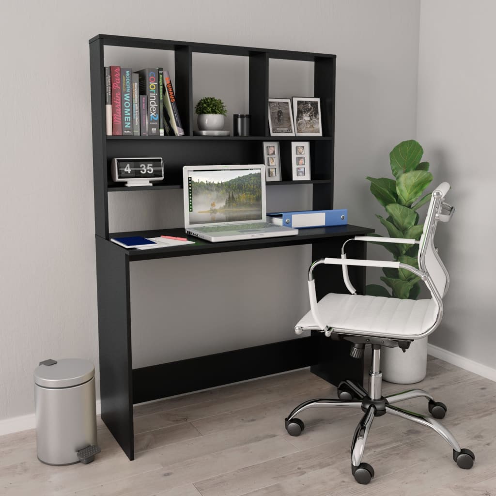 vidaXL Schreibtisch mit Regalen Weiß 110x45x157 cm Holzwerkstoff