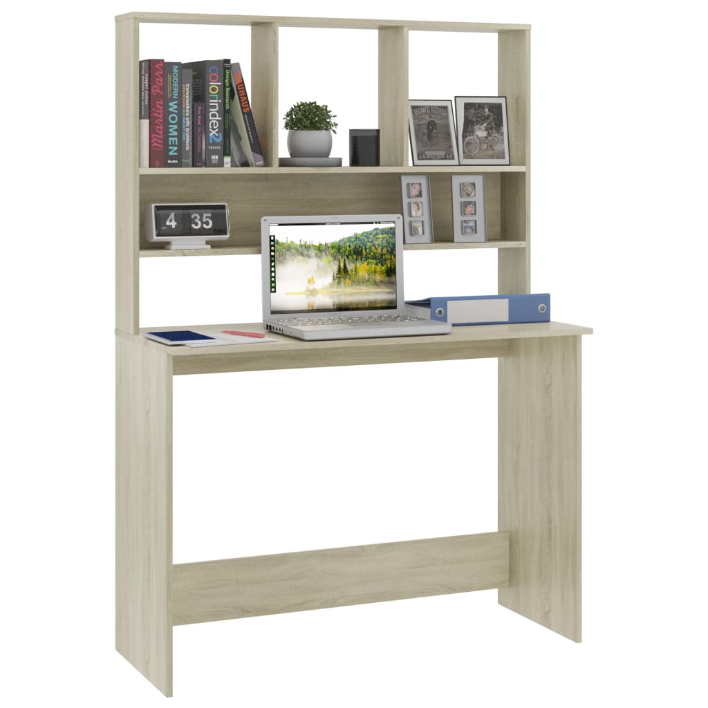 vidaXL Schreibtisch mit Regalen Sonoma-Eiche 110x45x157 cm
