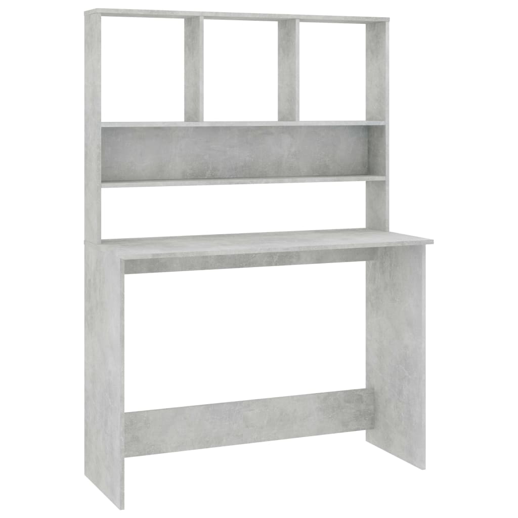 vidaXL Schreibtisch mit Regalen Betongrau 110x45x157 cm Holzwerkstoff