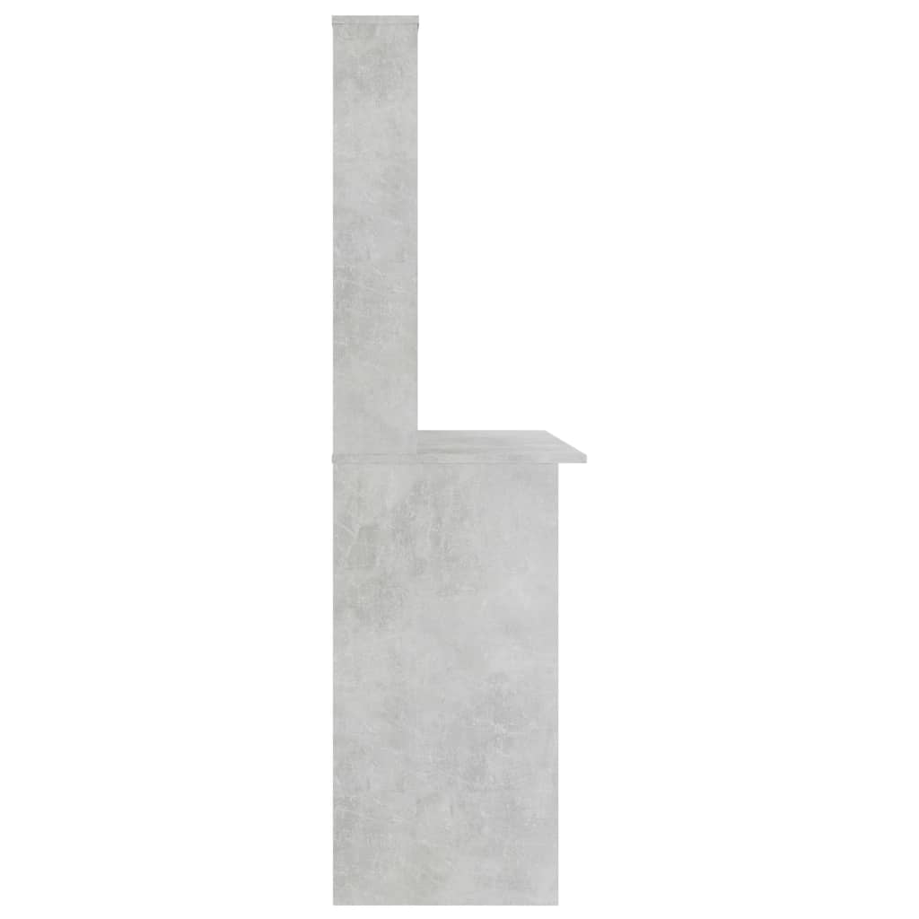 vidaXL Schreibtisch mit Regalen Betongrau 110x45x157 cm Holzwerkstoff