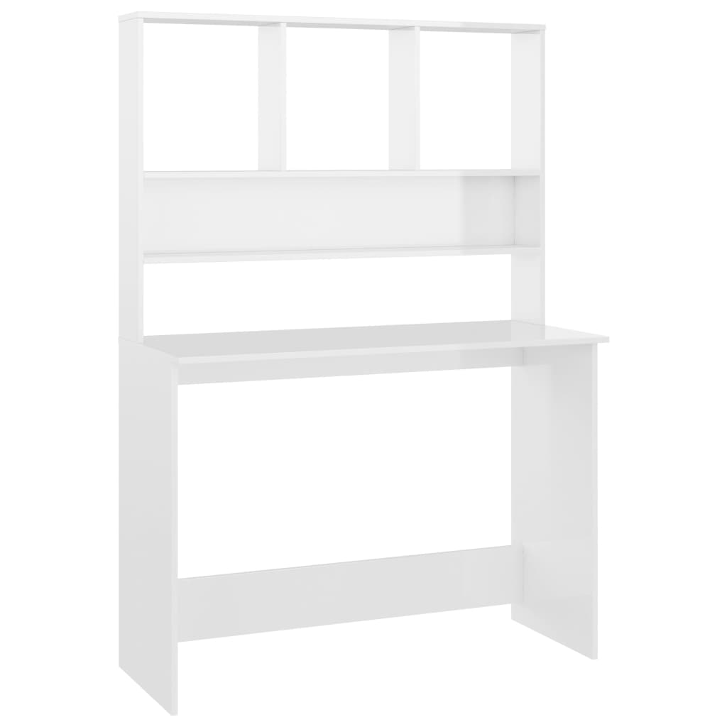 vidaXL Schreibtisch mit Regalen Hochglanz-Weiß 110x45x157 cm