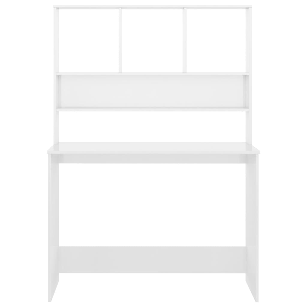 vidaXL Schreibtisch mit Regalen Hochglanz-Weiß 110x45x157 cm