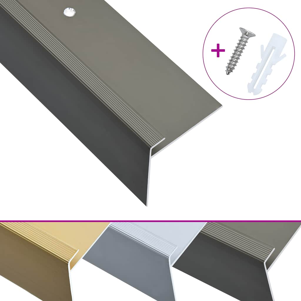 vidaXL Treppenkanten in F-Form 15 Stk. Aluminium 90 cm Braun