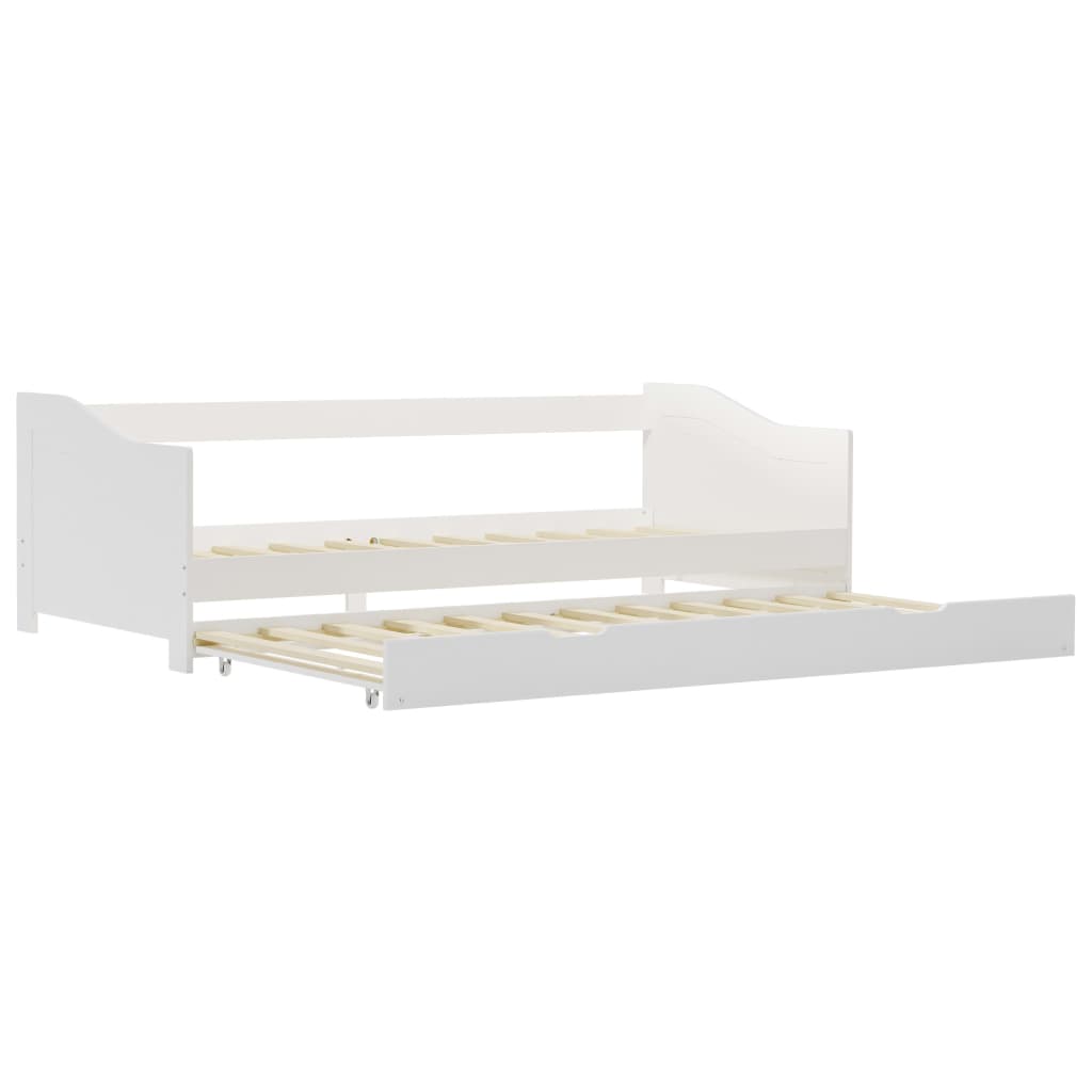 vidaXL Ausziehsofa Bettgestell Weiß Kiefernholz 90×200 cm