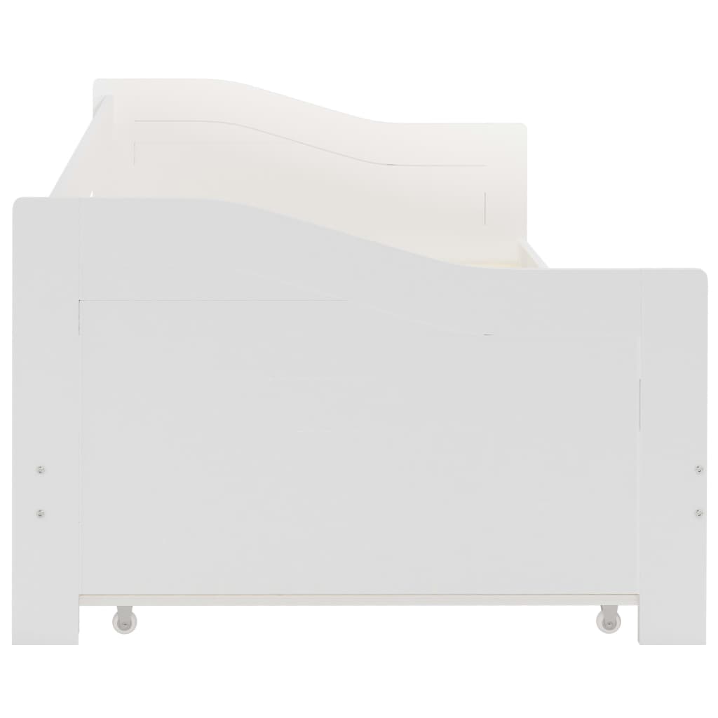 vidaXL Ausziehsofa Bettgestell Weiß Kiefernholz 90×200 cm