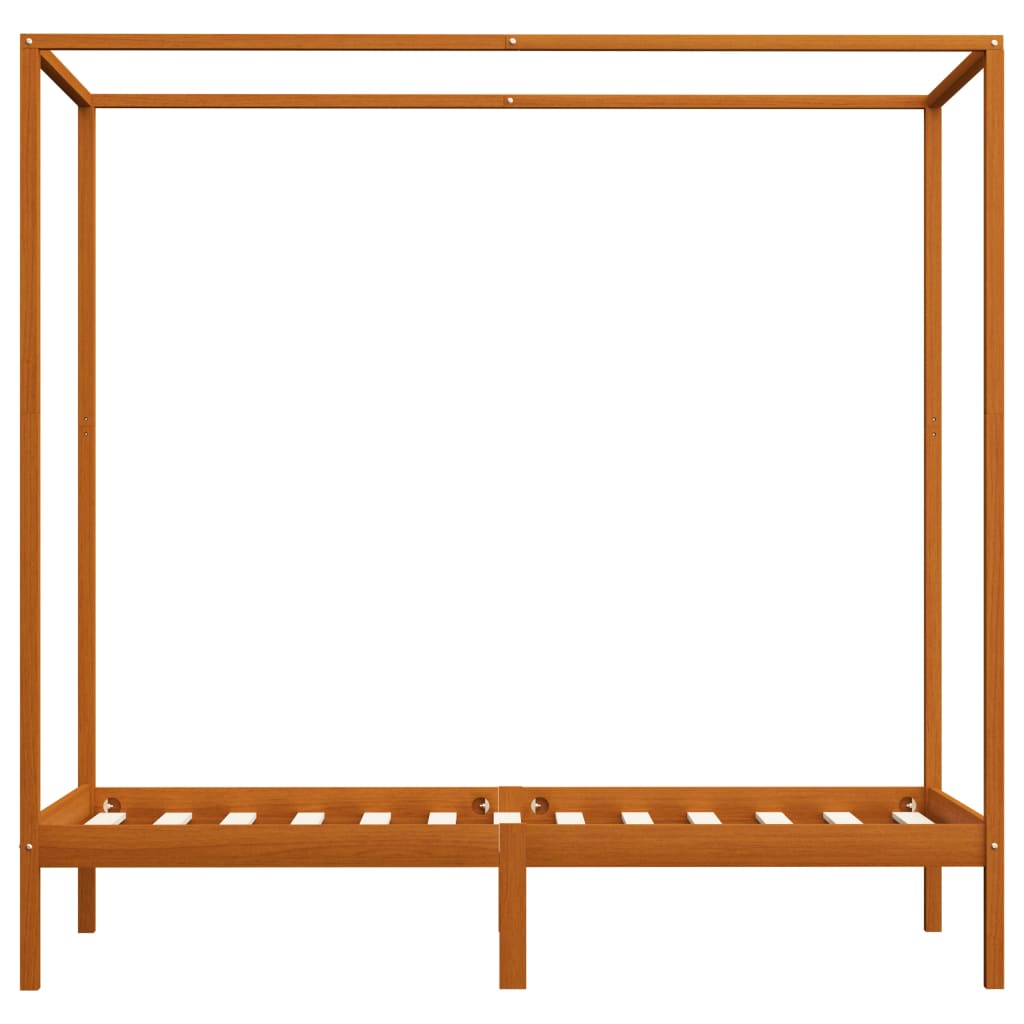 vidaXL Himmelbett-Gestell Honigbraun Massivholz Kiefer 90 x 200 cm