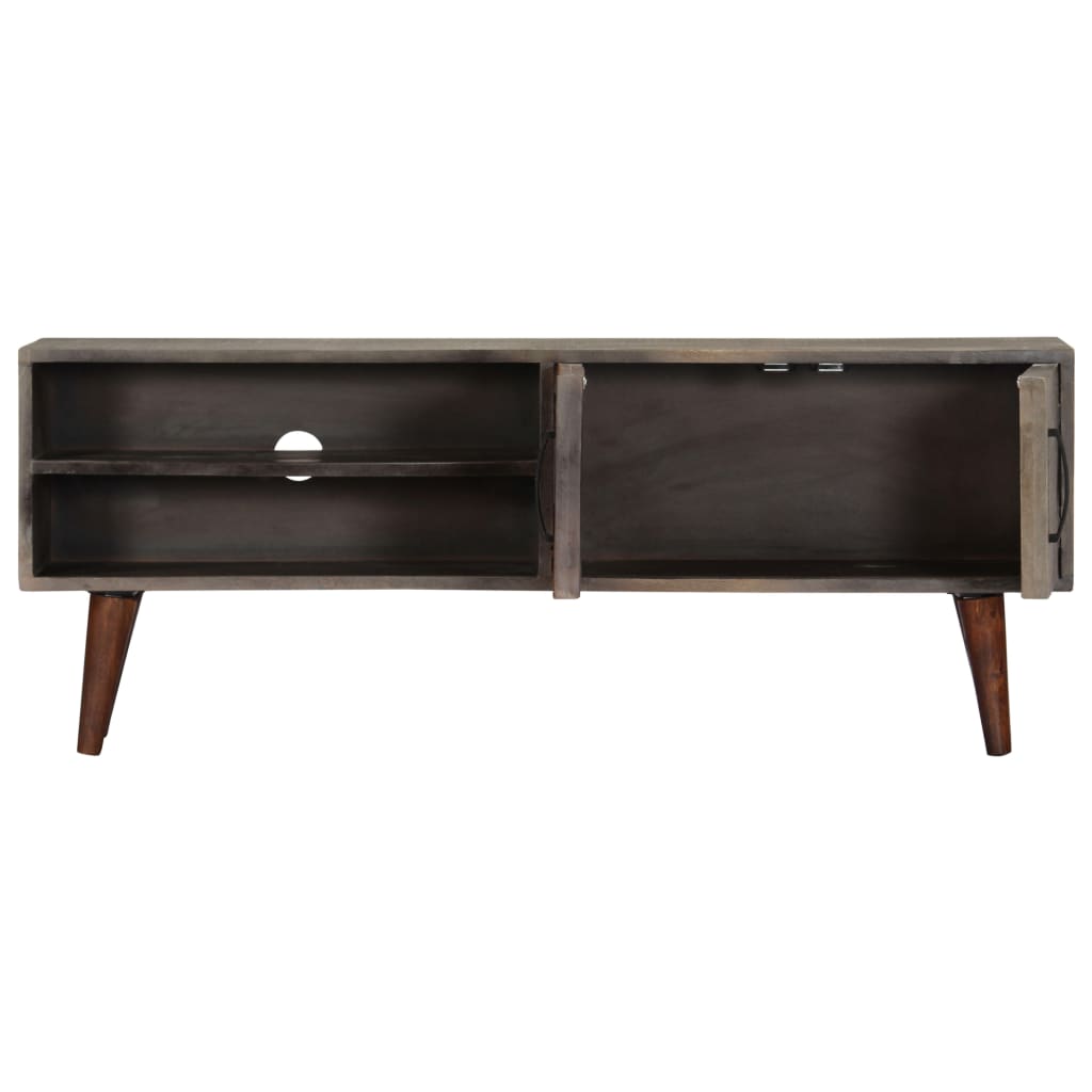 vidaXL TV-Schrank Grau 130x30x46 cm Raues Mango-Massivholz