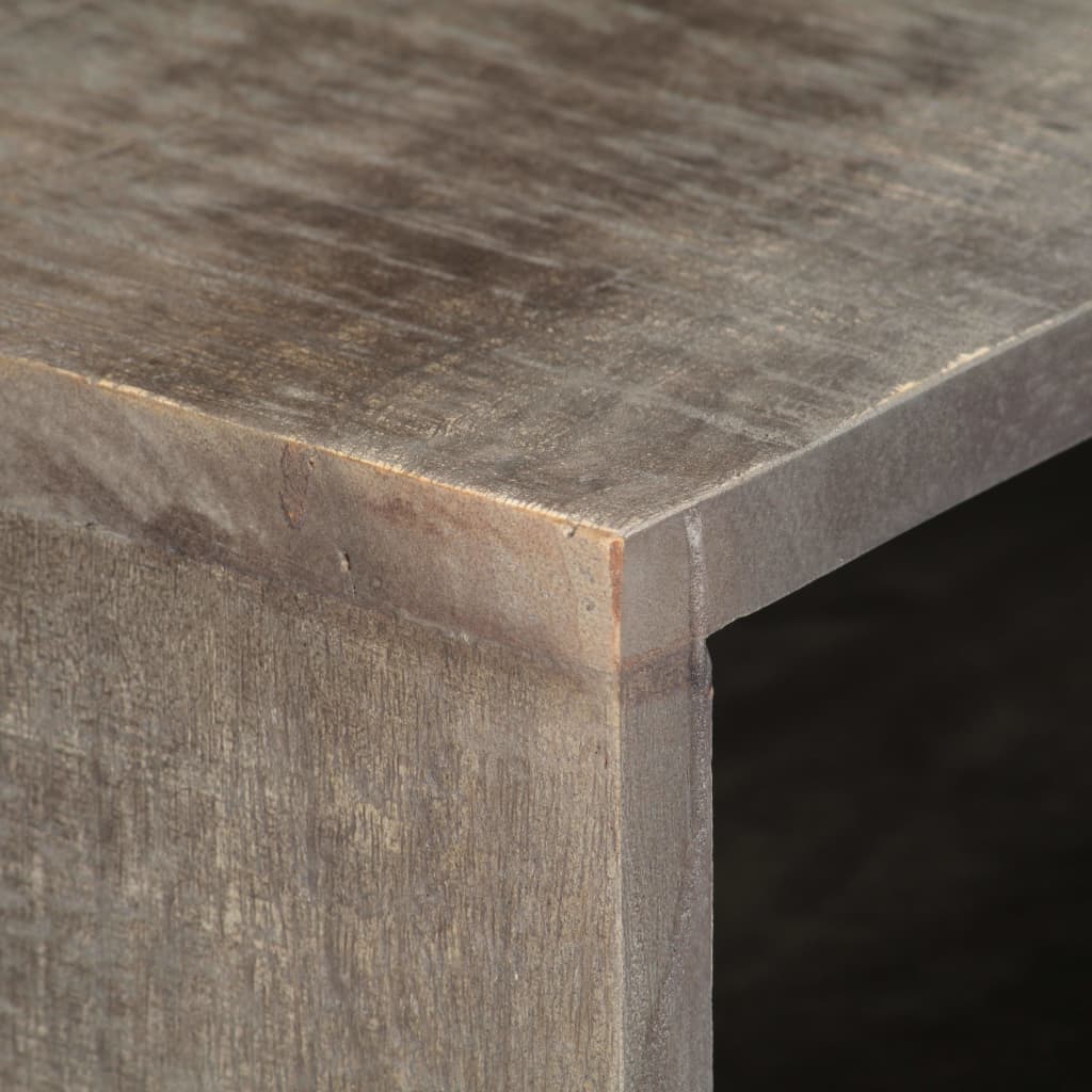 vidaXL TV-Schrank Grau 130x30x46 cm Raues Mango-Massivholz