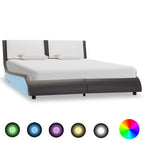 vidaXL Bettgestell mit LED ohne Matratze Grau und Weiß 120x190 cm