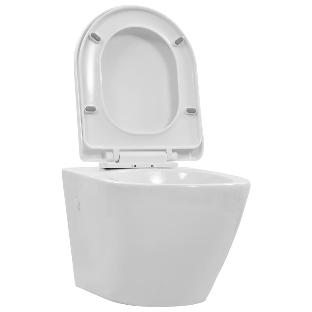 vidaXL Wand-WC ohne Spülrand Keramik Weiß