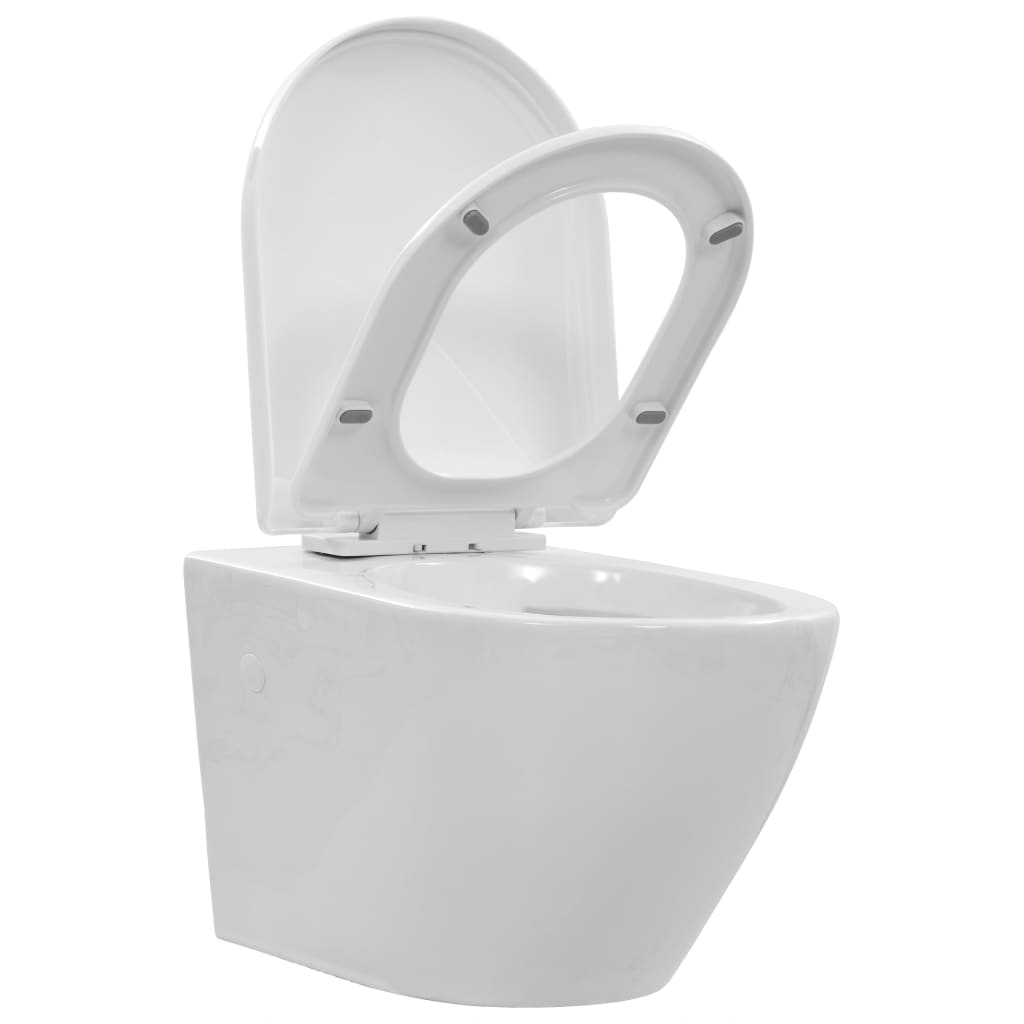 vidaXL Wand-WC ohne Spülrand Keramik Weiß