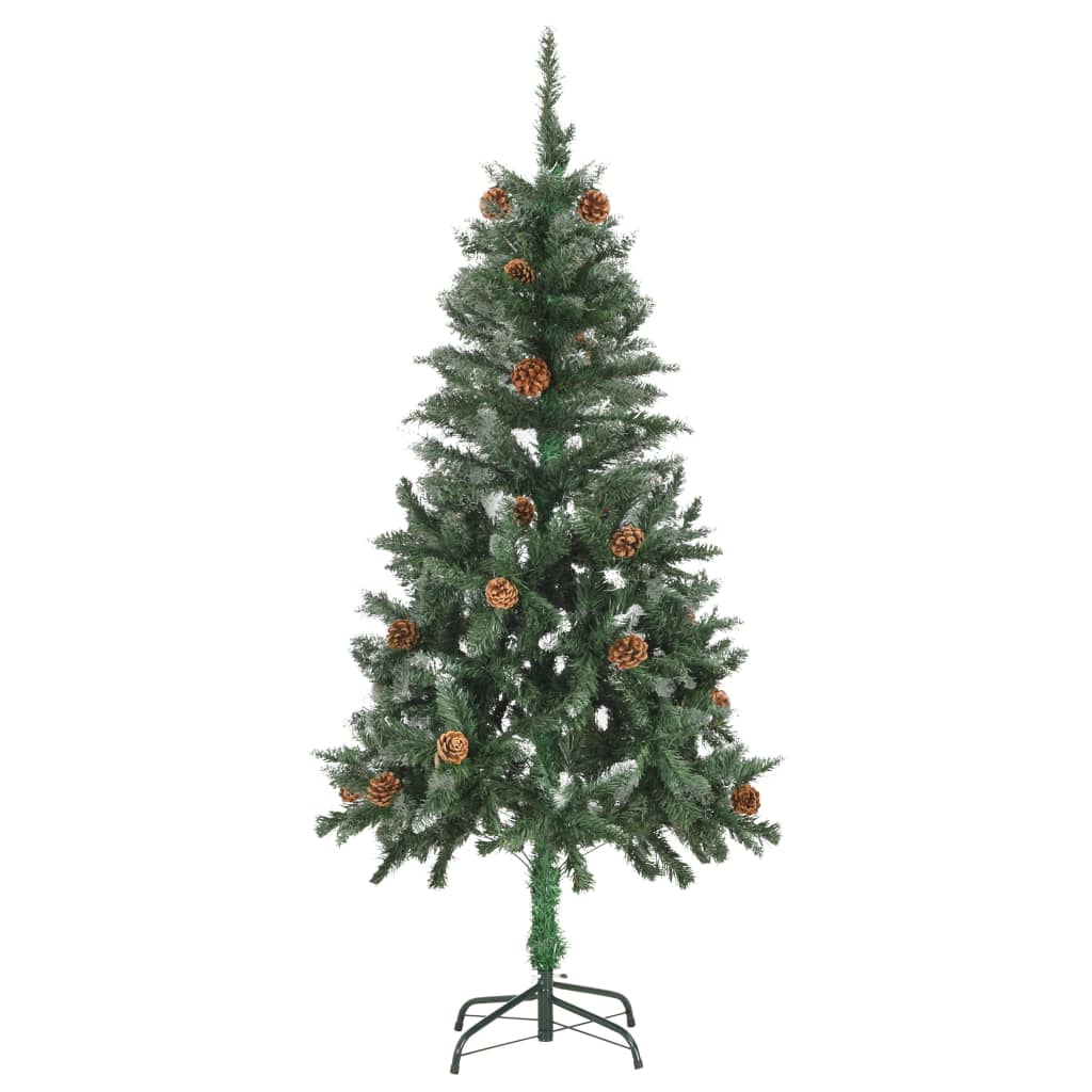 vidaXL Künstlicher Weihnachtsbaum Kiefernzapfen Weißem Glitzer 150 cm