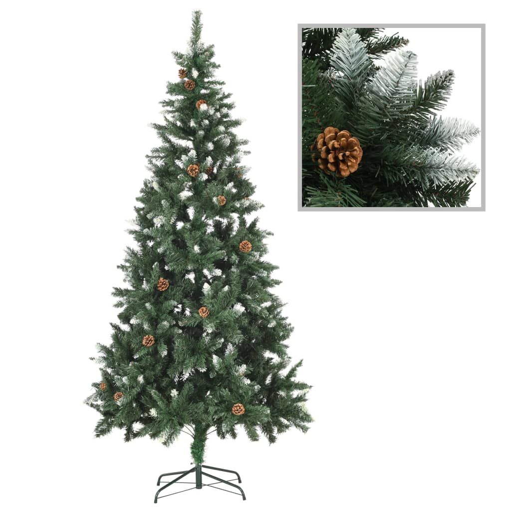 vidaXL Künstlicher Weihnachtsbaum Kiefernzapfen Weißem Glitzer 150 cm