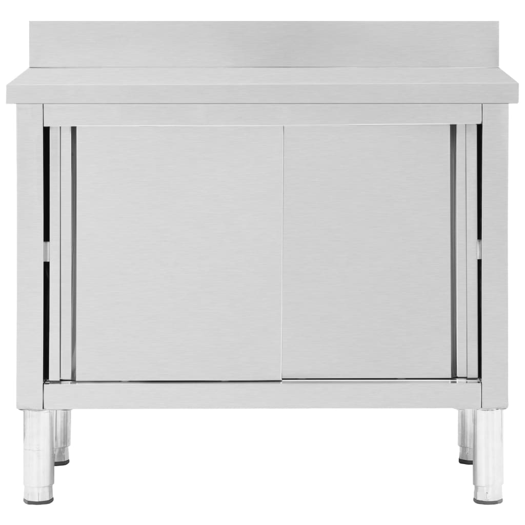 vidaXL Arbeitsschrank mit Schiebetüren 100x50x(95-97) cm Edelstahl