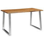 vidaXL Esstisch 140×80×75 cm Akazie Massivholz und Edelstahl