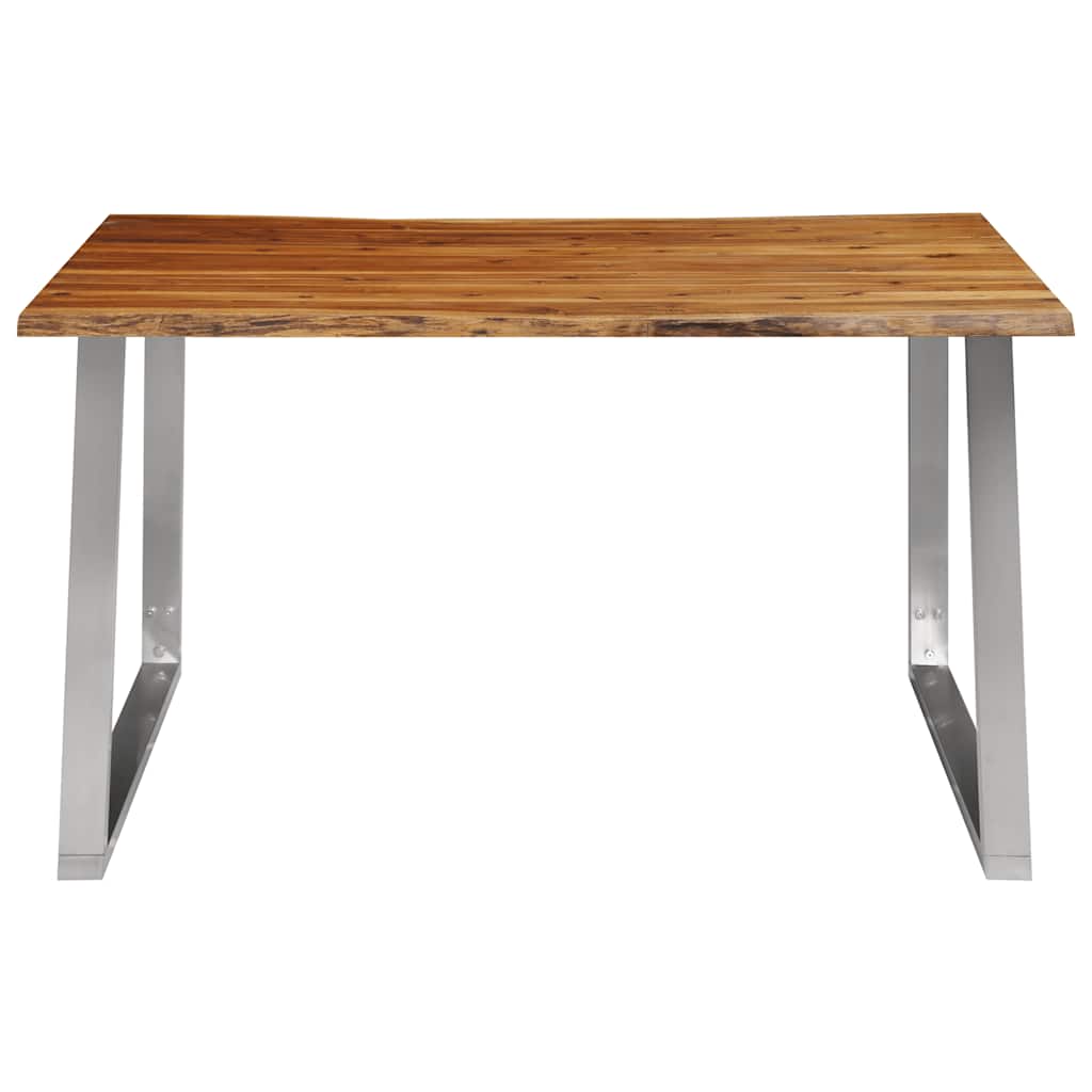 vidaXL Esstisch 140×80×75 cm Akazie Massivholz und Edelstahl