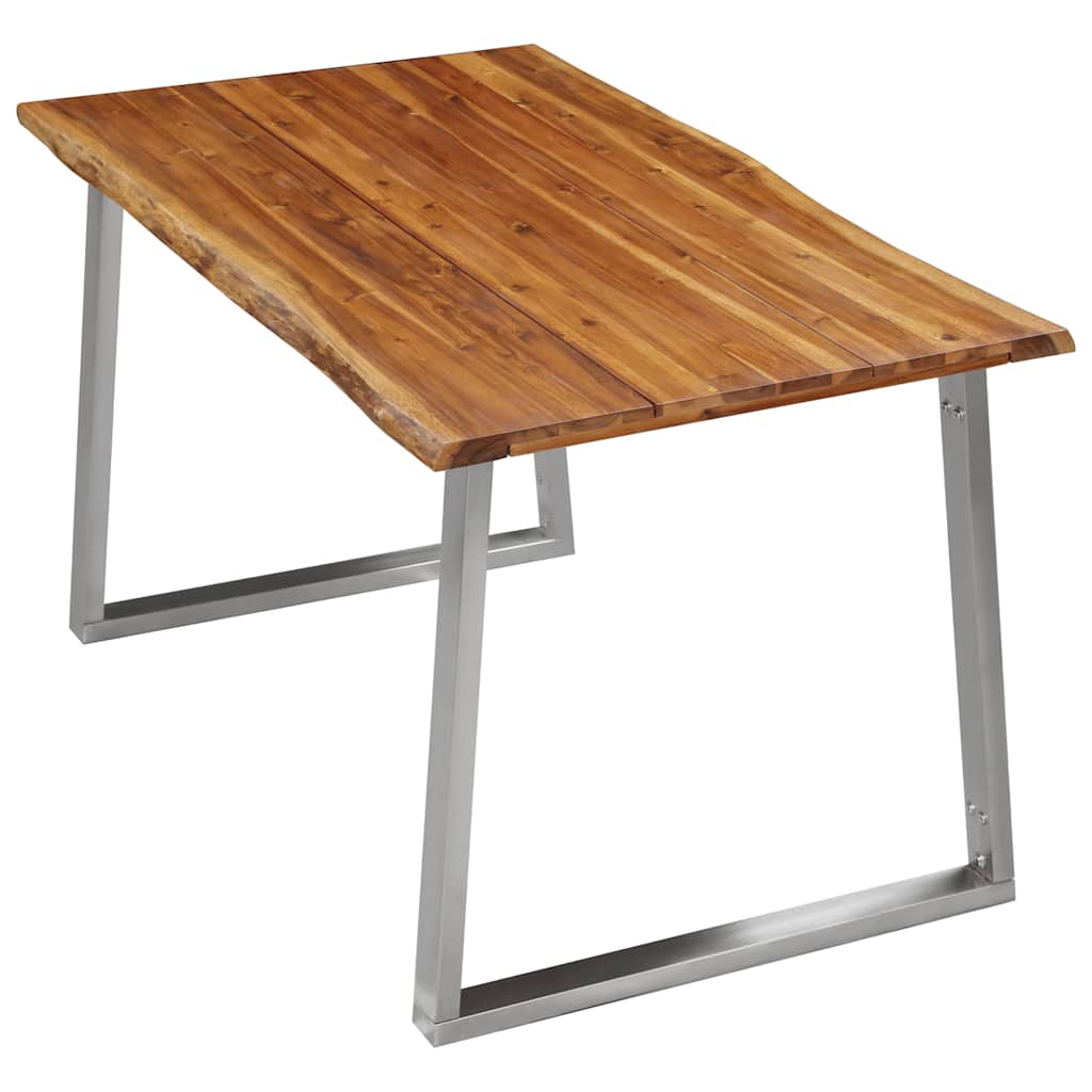 vidaXL Esstisch 140×80×75 cm Akazie Massivholz und Edelstahl