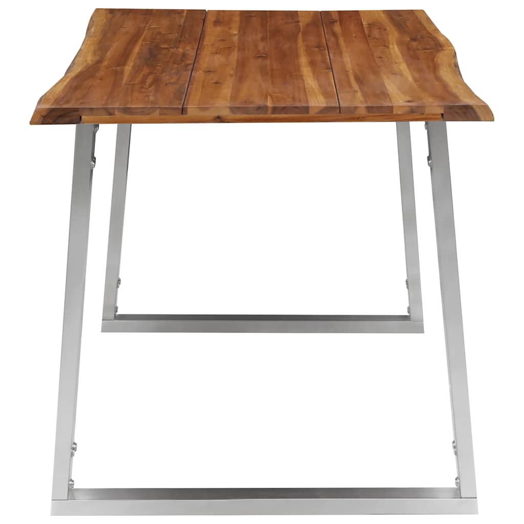 vidaXL Esstisch 140×80×75 cm Akazie Massivholz und Edelstahl