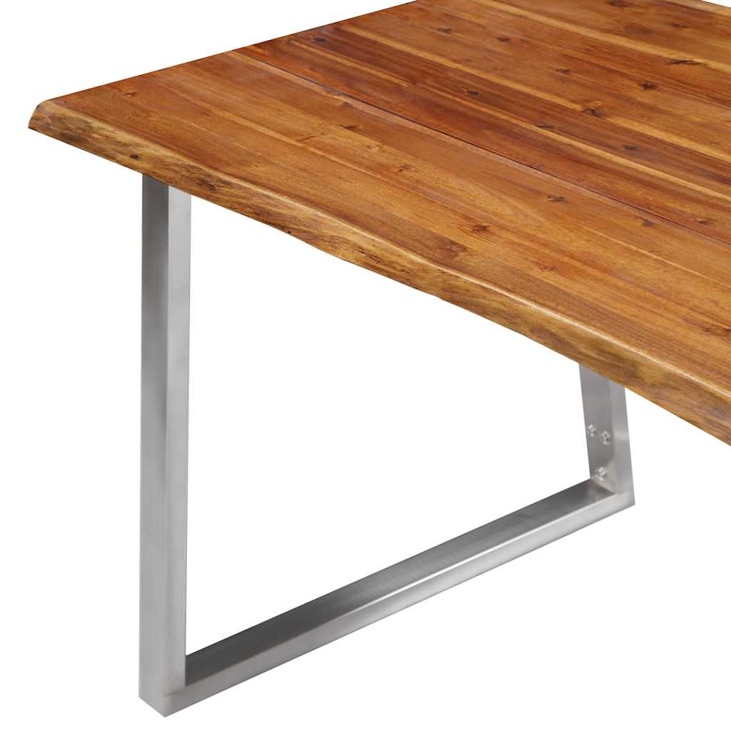 vidaXL Esstisch 140×80×75 cm Akazie Massivholz und Edelstahl