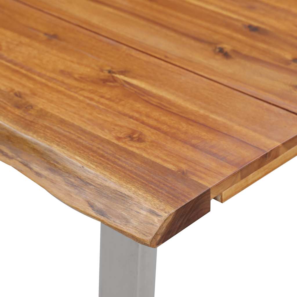 vidaXL Esstisch 140×80×75 cm Akazie Massivholz und Edelstahl