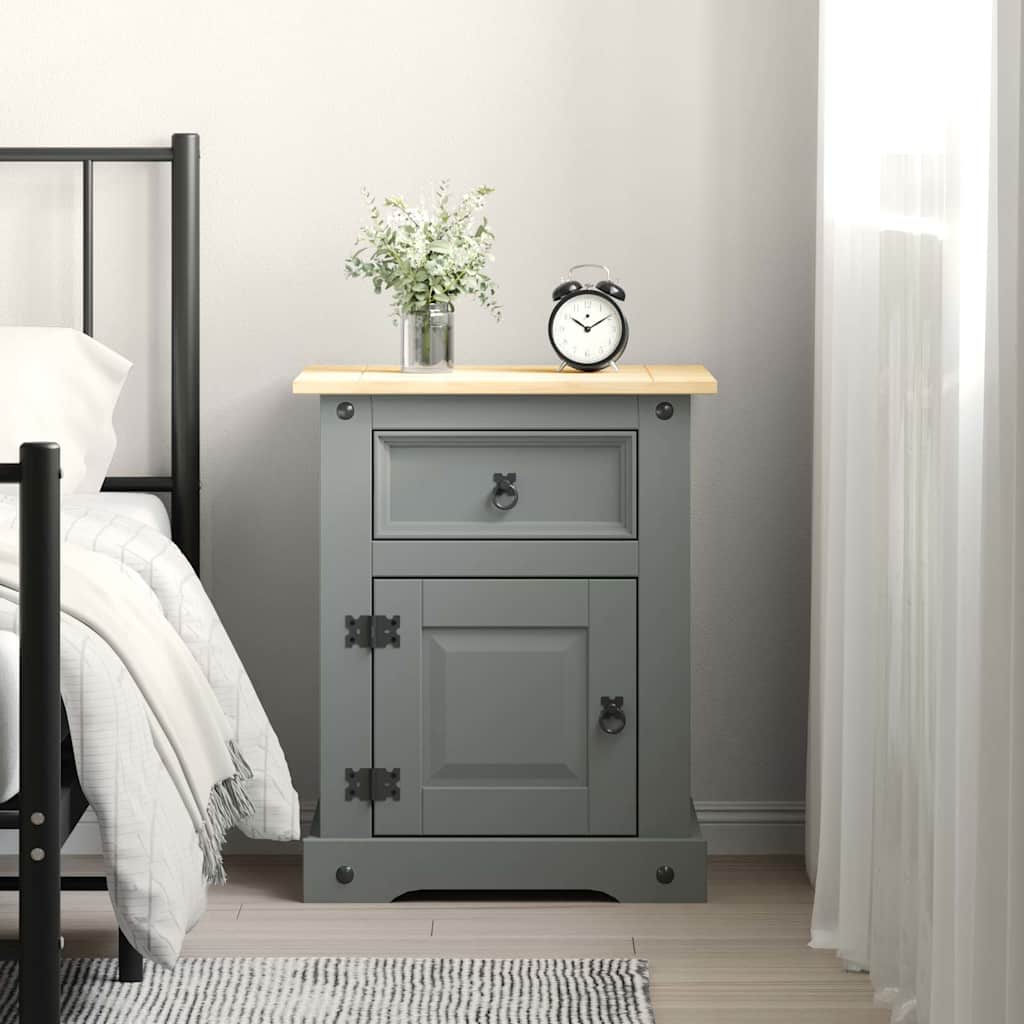 vidaXL Nachttisch im Mexiko-Stil Corona Kiefernholz Grau 53x39x67 cm