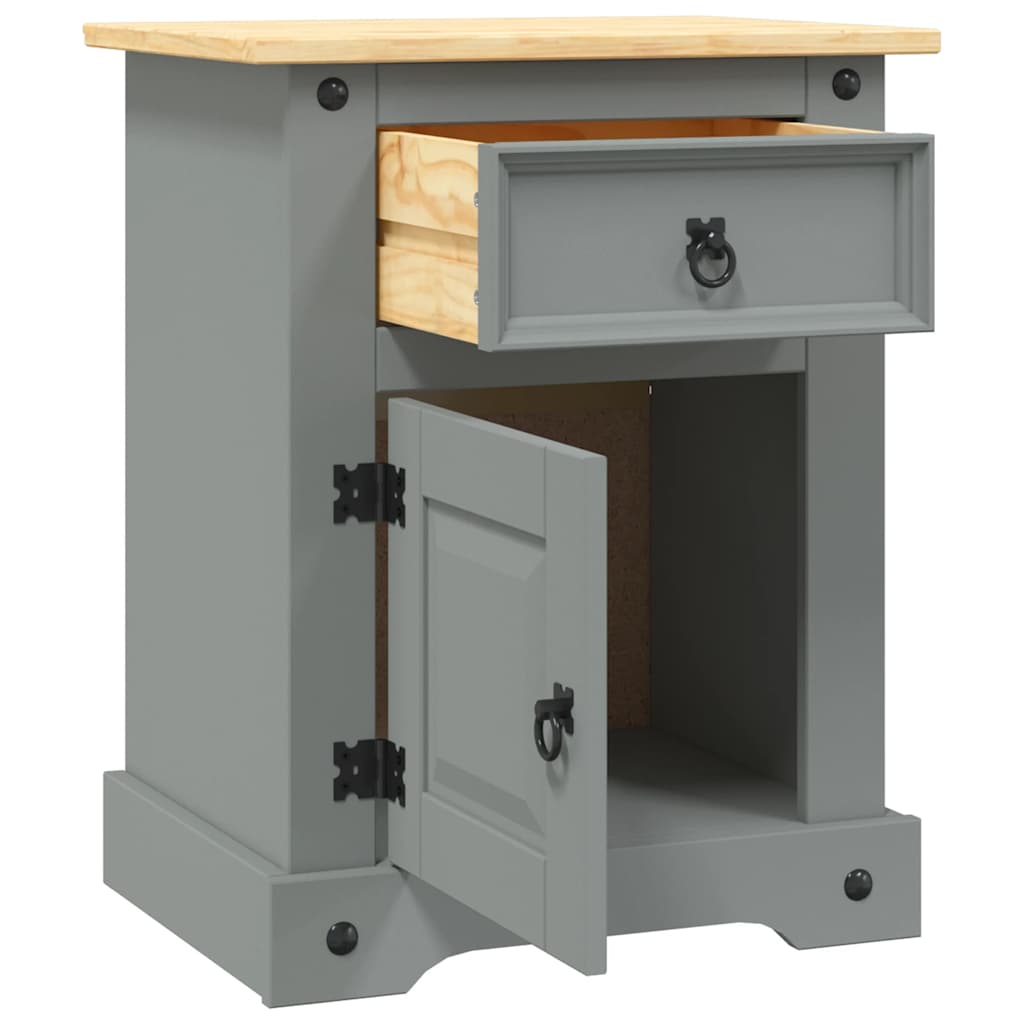 vidaXL Nachttisch im Mexiko-Stil Corona Kiefernholz Grau 53x39x67 cm