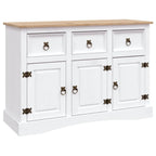 vidaXL Sideboard Mexiko-Stil Kiefernholz Weiß 132x43x78 cm