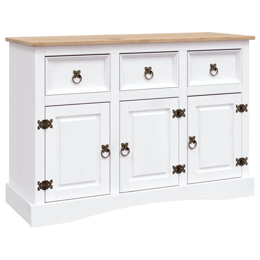 vidaXL Sideboard Mexiko-Stil Kiefernholz Weiß 132x43x78 cm
