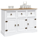 vidaXL Sideboard Mexiko-Stil Kiefernholz Weiß 132x43x78 cm
