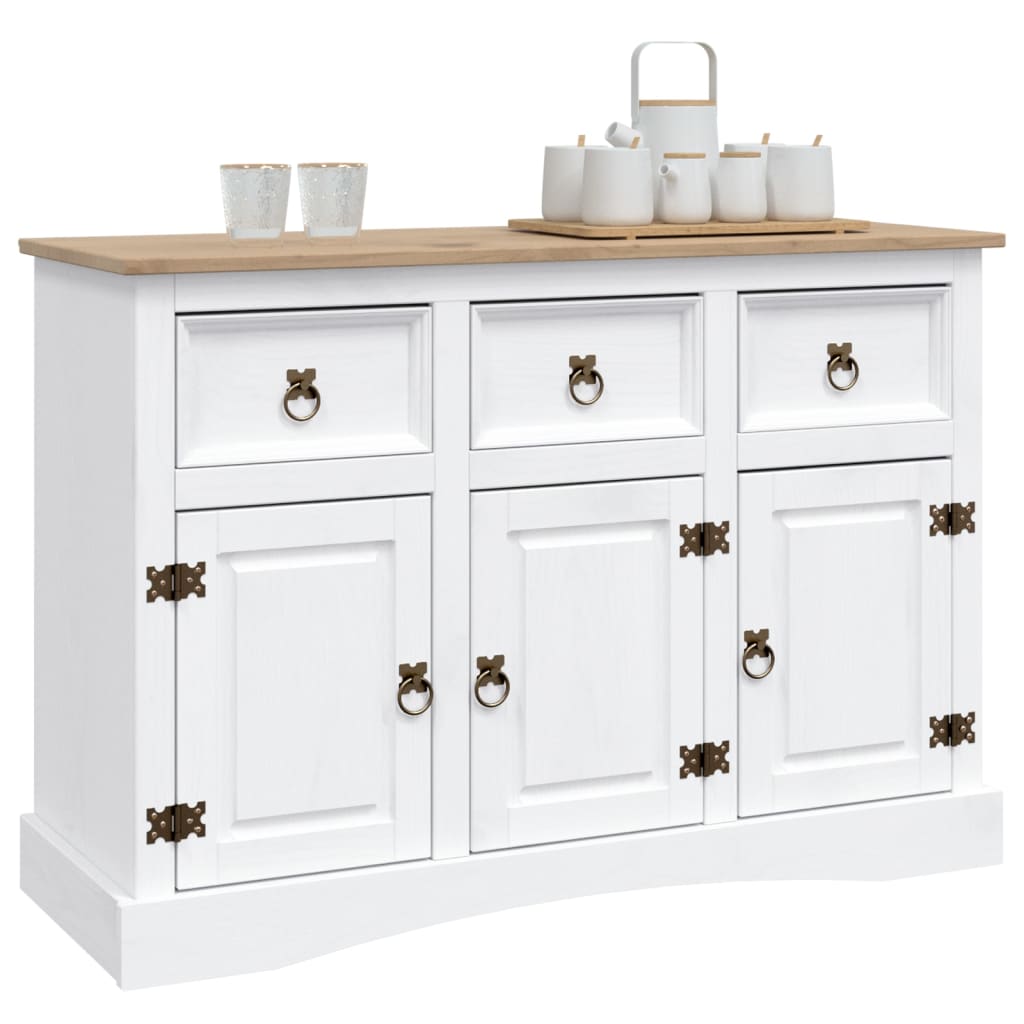 vidaXL Sideboard Mexiko-Stil Kiefernholz Weiß 132x43x78 cm