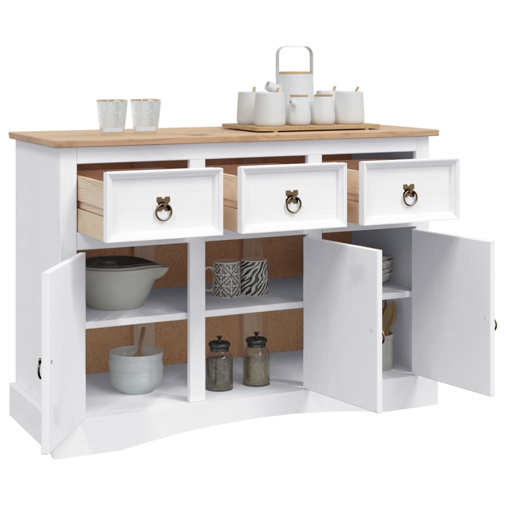 vidaXL Sideboard Mexiko-Stil Kiefernholz Weiß 132x43x78 cm