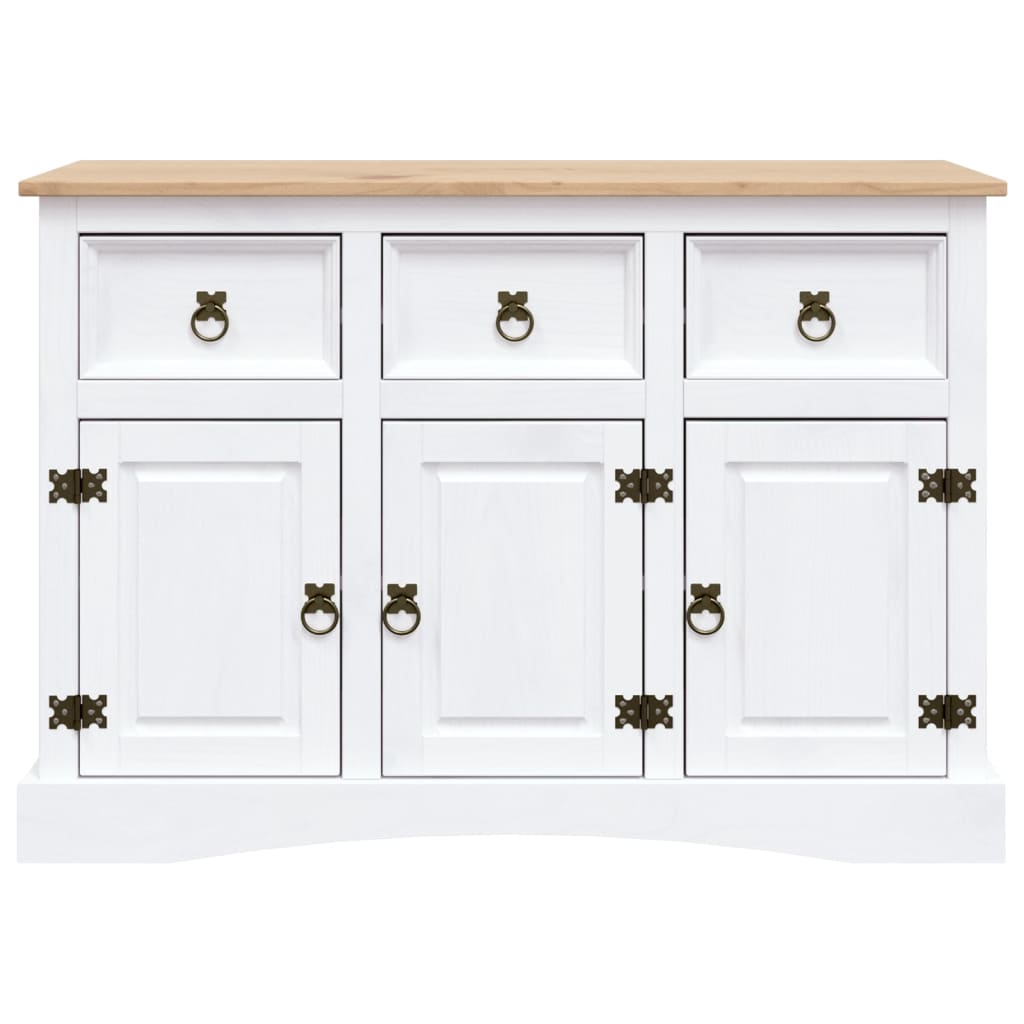 vidaXL Sideboard Mexiko-Stil Kiefernholz Weiß 132x43x78 cm