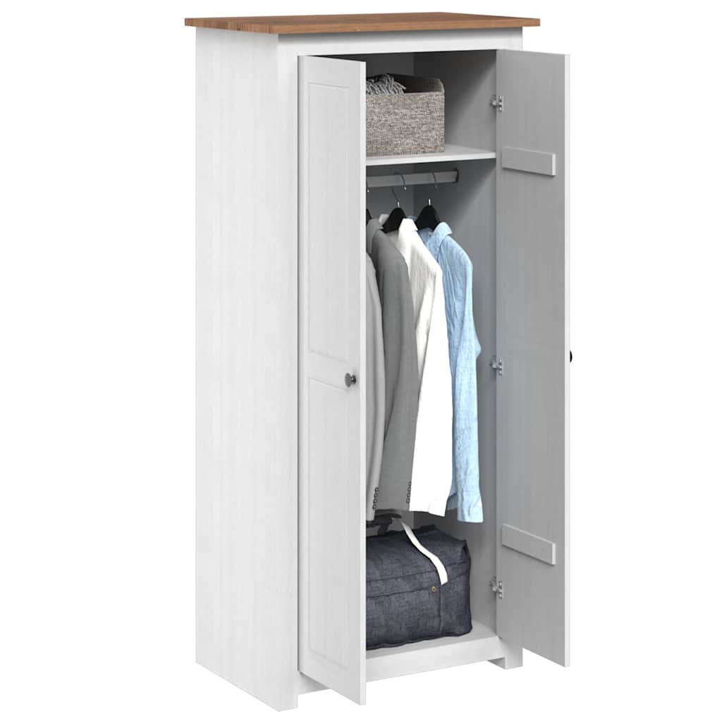 vidaXL Kleiderschrank Weiß 80×50×171,5 cm Kiefer Massiv Panama Serie