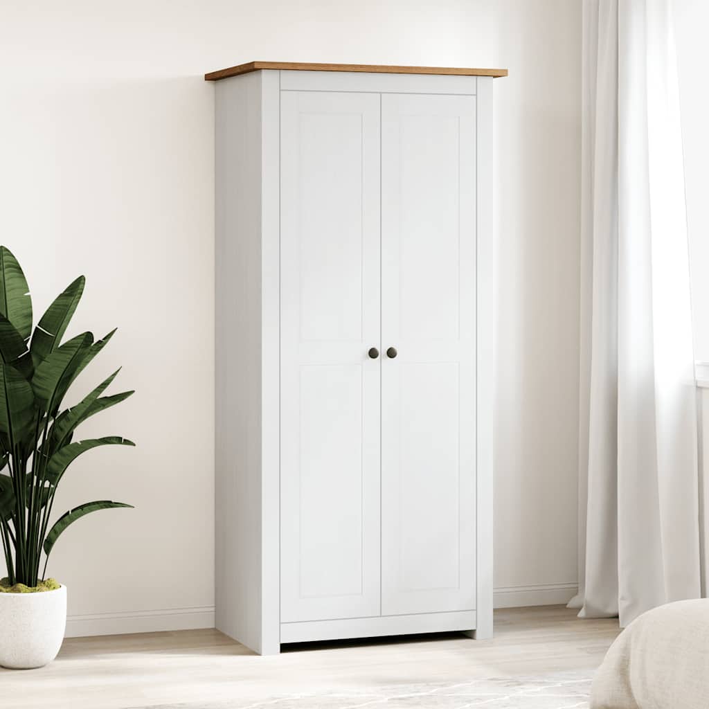 vidaXL Kleiderschrank Weiß 80×50×171,5 cm Kiefer Massiv Panama Serie