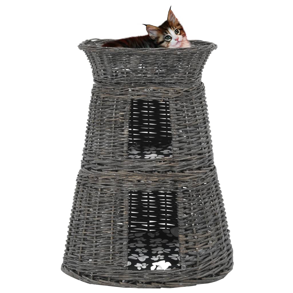 vidaXL 3-tlg. Katzenkorb-Set mit Kissen 47 x 34 x 60 cm Natur Weide