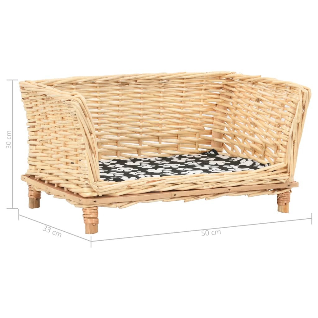 vidaXL Hundekorb mit Kissen 50x33x30 cm Natur Weide
