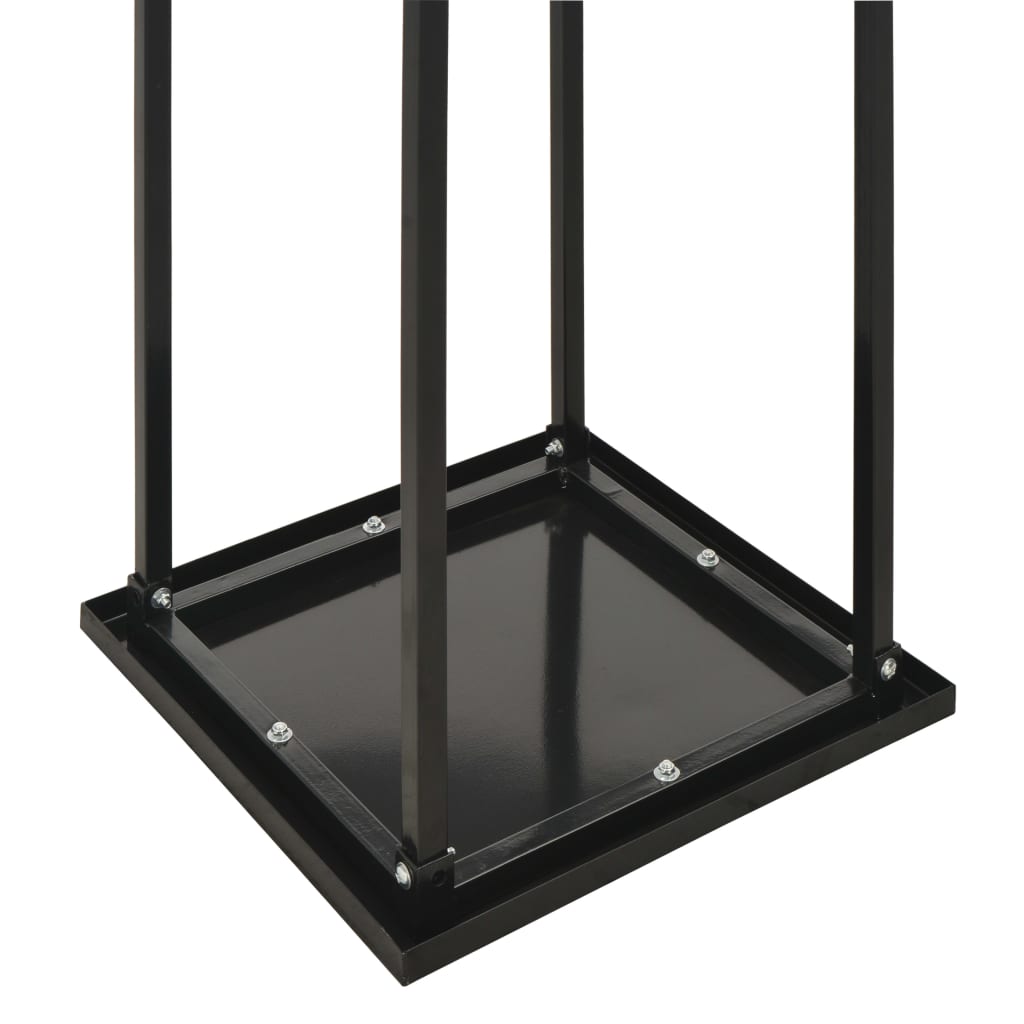 vidaXL Brennholzregal mit Boden Schwarz 37 x 37 x 113 cm Stahl