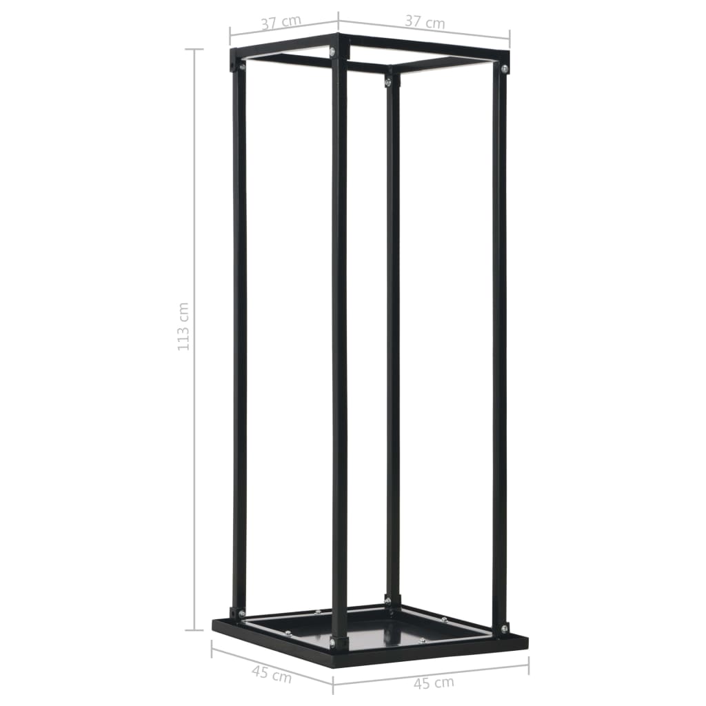 vidaXL Brennholzregal mit Boden Schwarz 37 x 37 x 113 cm Stahl