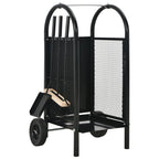 vidaXL Kaminholzwagen Schwarz 30 x 35 x 81 cm Stahl