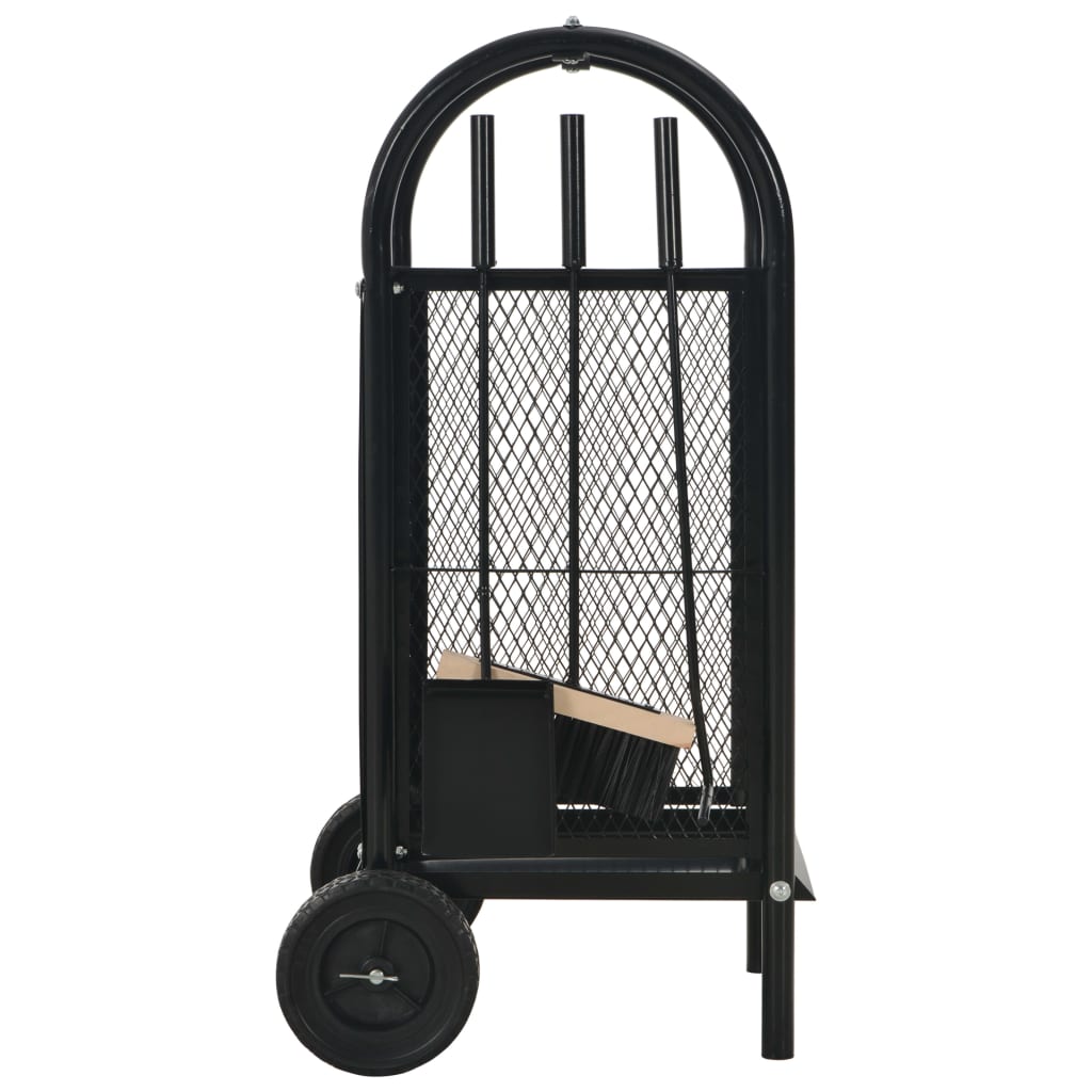 vidaXL Kaminholzwagen Schwarz 30 x 35 x 81 cm Stahl
