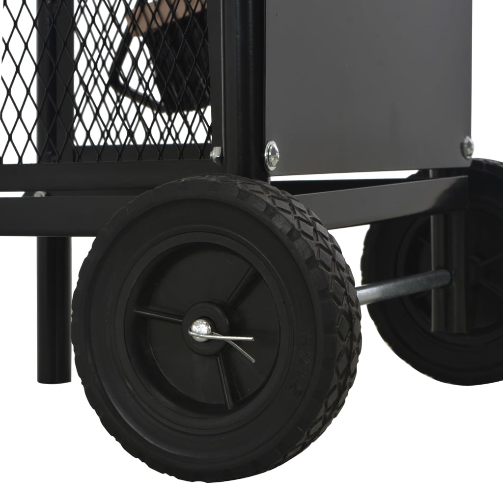 vidaXL Kaminholzwagen Schwarz 30 x 35 x 81 cm Stahl