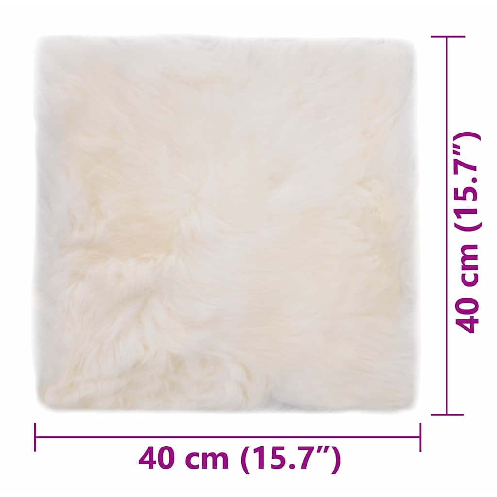 vidaXL Sitzkissen 2 Stk. Weiß 40x40 cm Echter Schafspelz